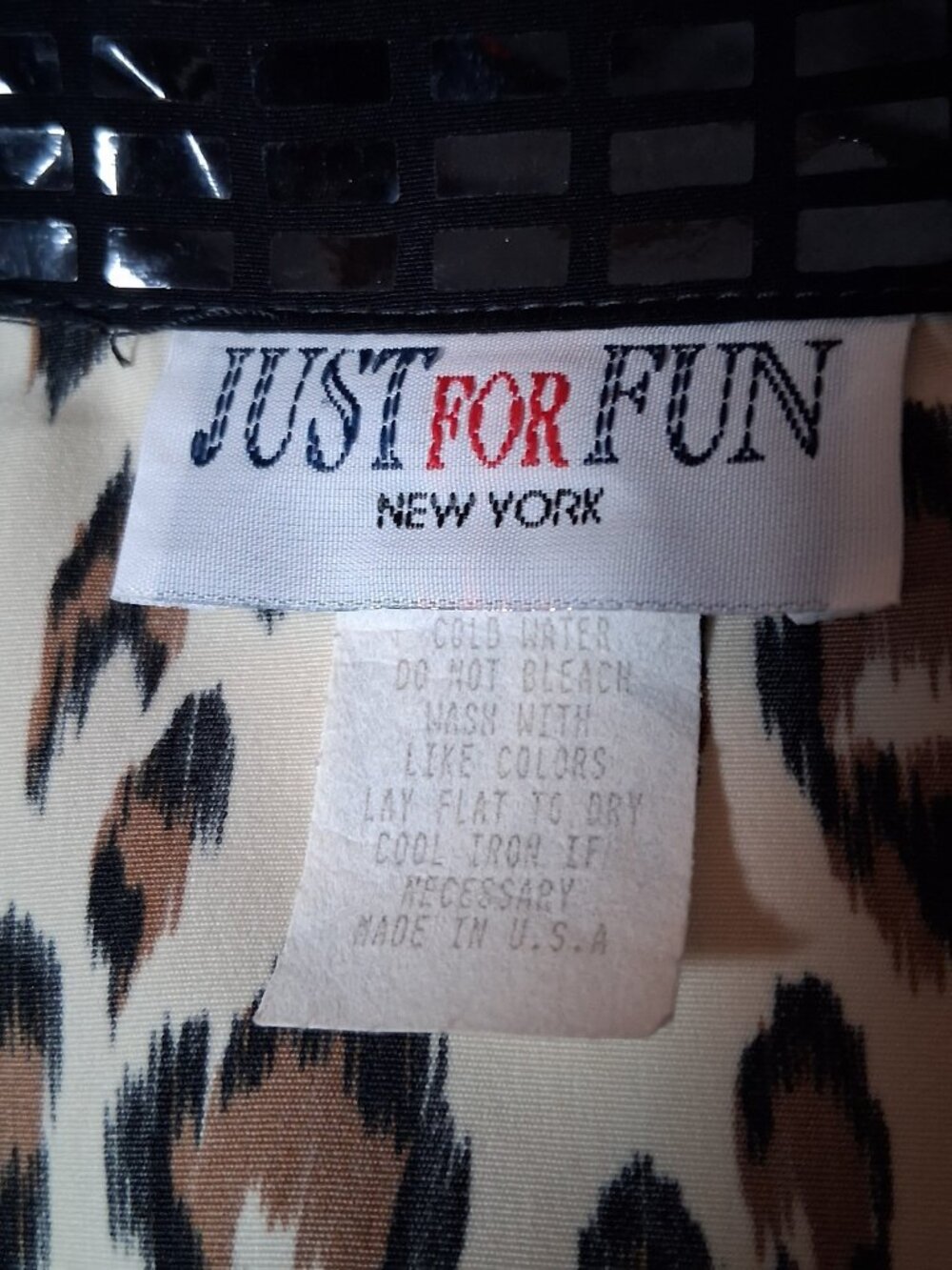 Vintage Just For Fun Jacket Small Cat Print Bling Oversized Leopard Lightweight - Picture 4 of 16